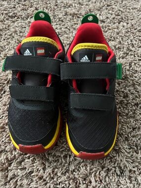 adidas Kids Black Sneakers with Red, Yellow & Green Accents